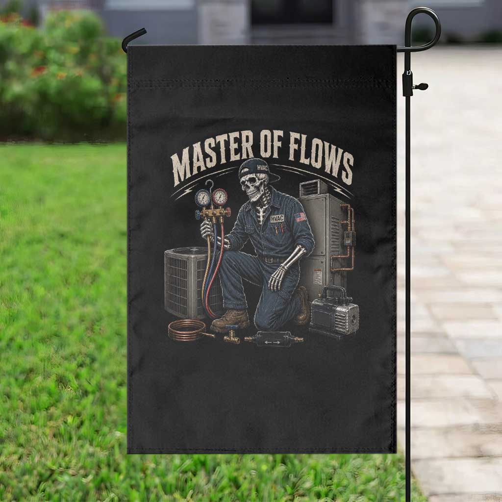 HVAC Tech Skeleton Mechanic Garden Flag Master Of Flows Vintage Distressed Graphic TS10 Print Your Wear