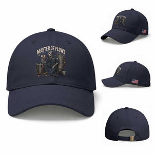 HVAC Tech Skeleton Mechanic Baseball Cap Master Of Flows Vintage Distressed Graphic TS10 Baseball Cap Universal Fit Navy Print Your Wear