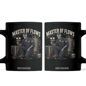 HVAC Tech Skeleton Mechanic Coffee Mug Master Of Flows Vintage Distressed Graphic TS10 Black Print Your Wear