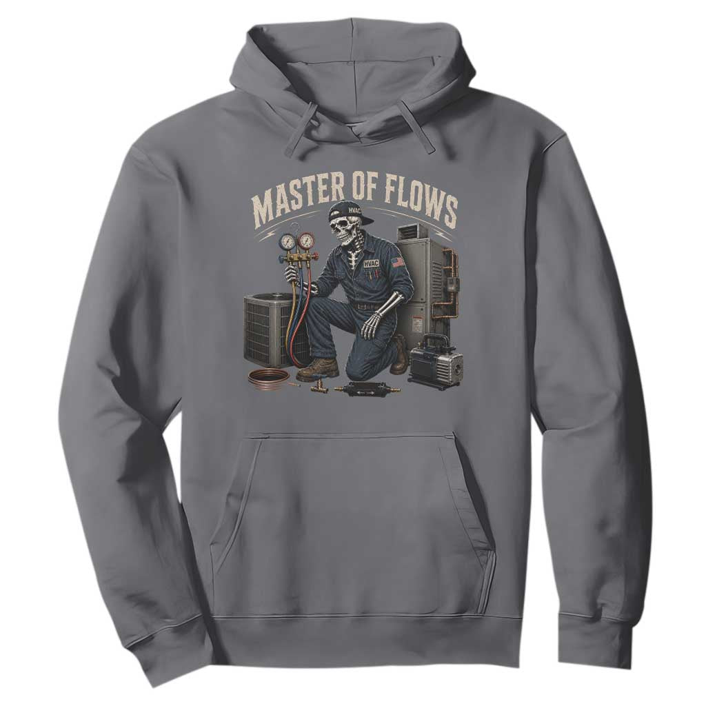 HVAC Tech Skeleton Mechanic Hoodie Master Of Flows Vintage Distressed Graphic TS10 Charcoal Print Your Wear