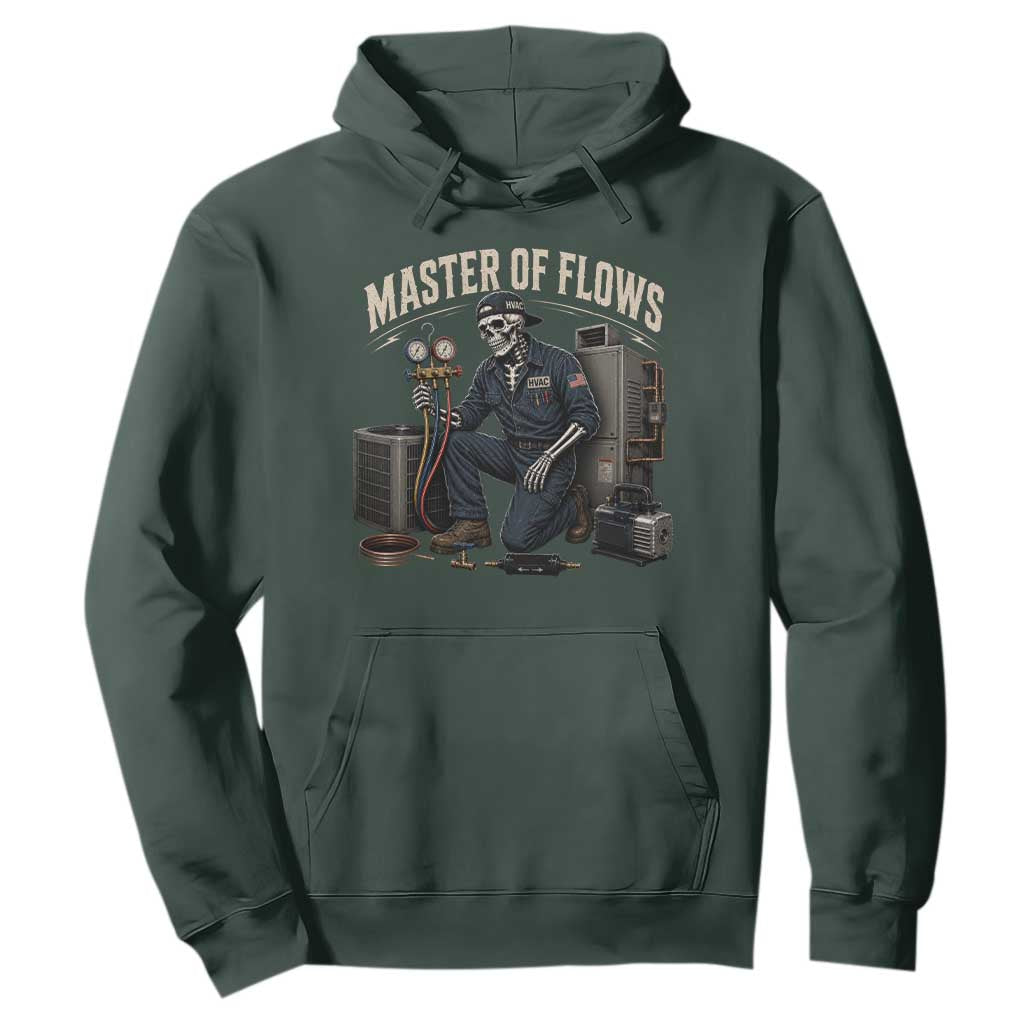 HVAC Tech Skeleton Mechanic Hoodie Master Of Flows Vintage Distressed Graphic TS10 Dark Forest Green Print Your Wear