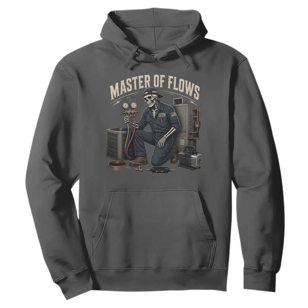 HVAC Tech Skeleton Mechanic Hoodie Master Of Flows Vintage Distressed Graphic TS10 Dark Heather Print Your Wear