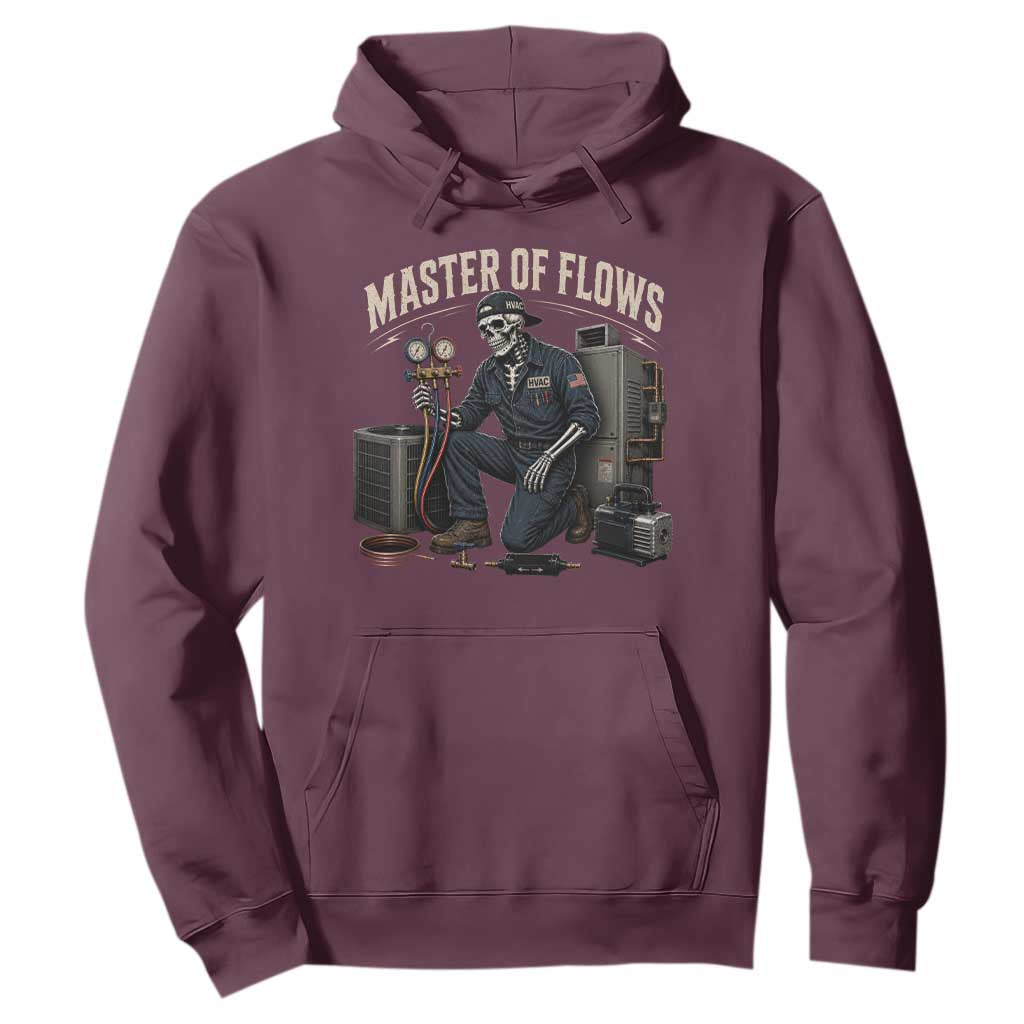 HVAC Tech Skeleton Mechanic Hoodie Master Of Flows Vintage Distressed Graphic TS10 Maroon Print Your Wear