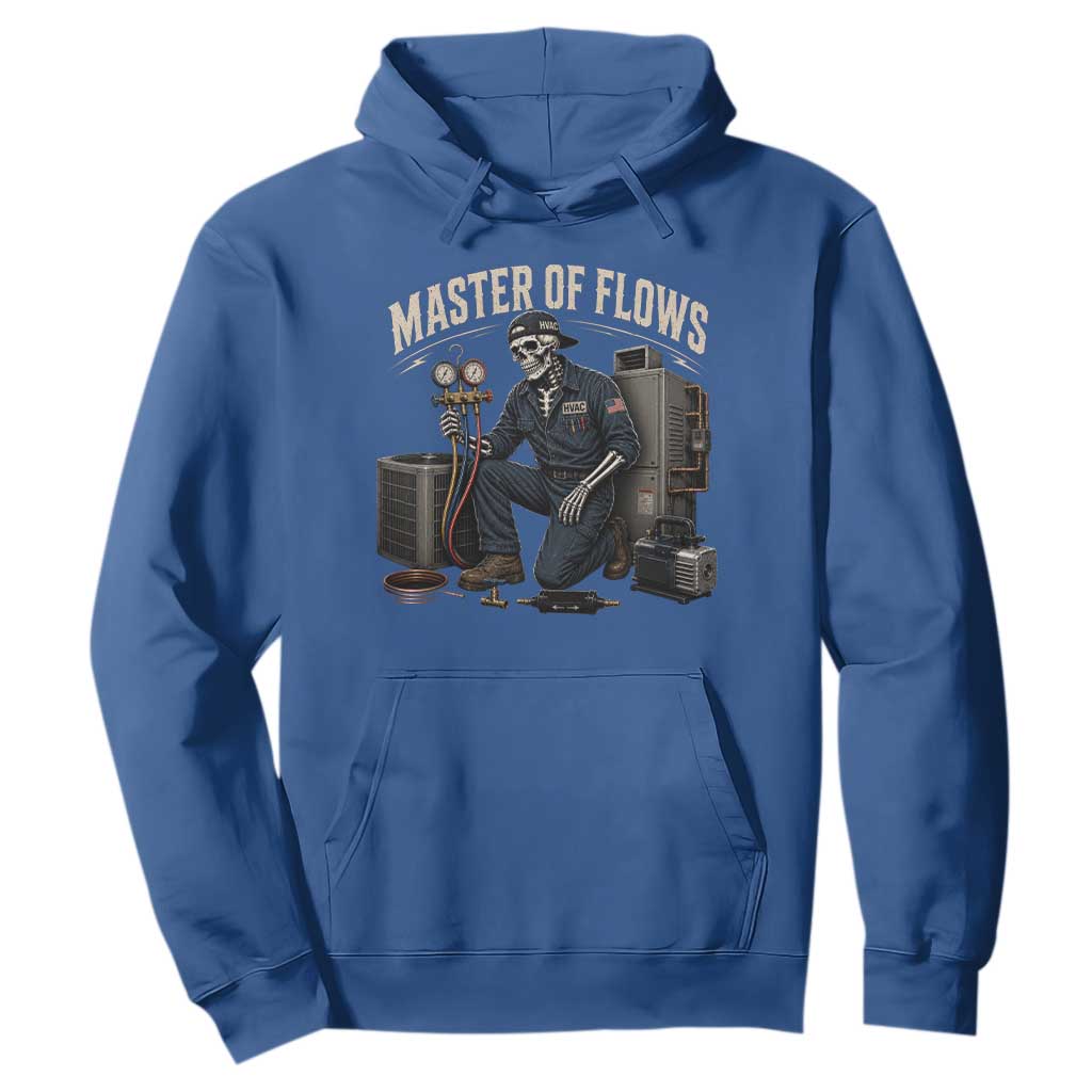 HVAC Tech Skeleton Mechanic Hoodie Master Of Flows Vintage Distressed Graphic TS10 Royal Blue Print Your Wear
