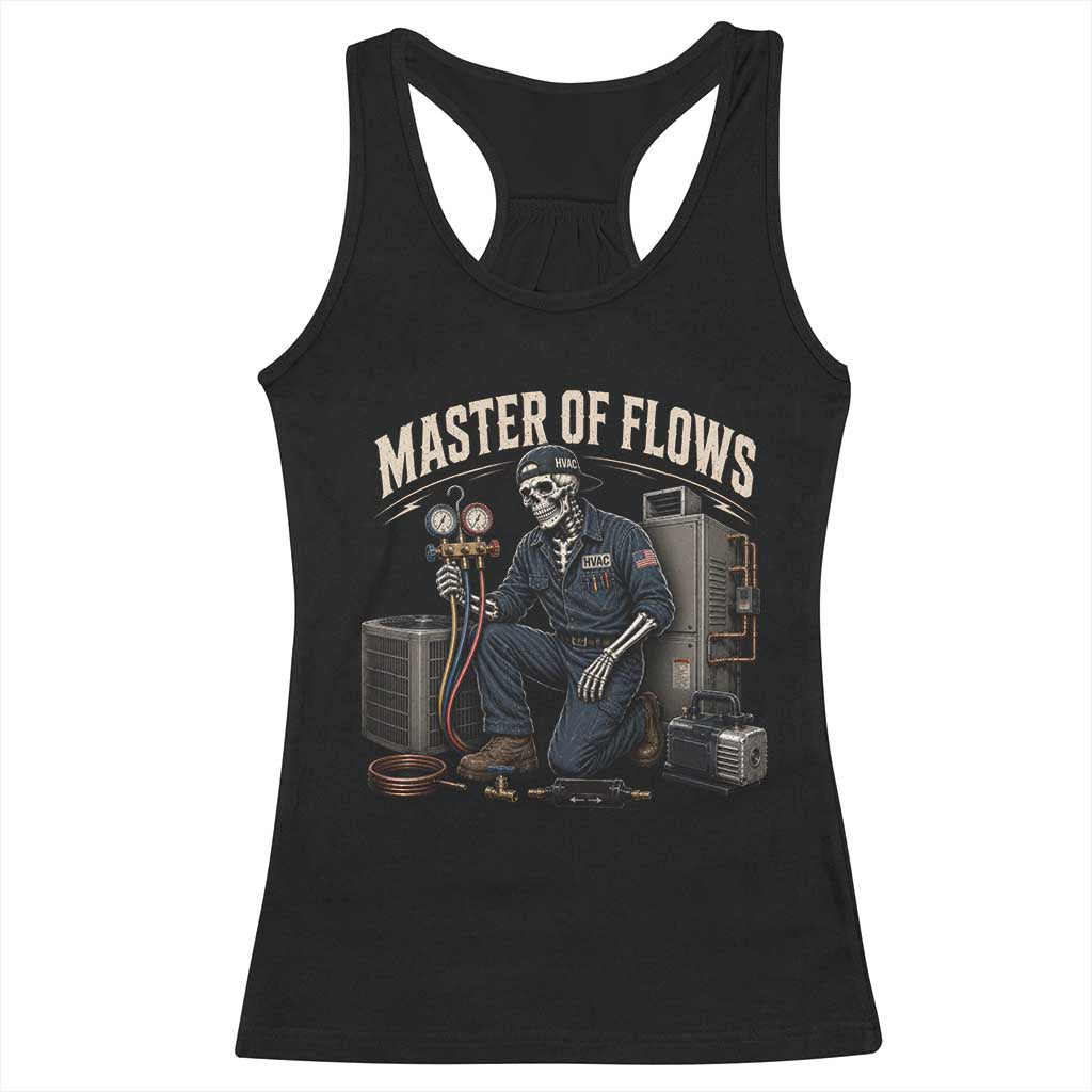 HVAC Tech Skeleton Mechanic Racerback Tank Top Master Of Flows Vintage Distressed Graphic TS10 Black Print Your Wear