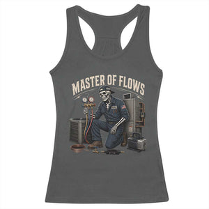 HVAC Tech Skeleton Mechanic Racerback Tank Top Master Of Flows Vintage Distressed Graphic TS10 Dark Heather Print Your Wear