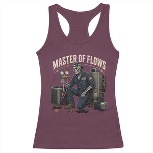 HVAC Tech Skeleton Mechanic Racerback Tank Top Master Of Flows Vintage Distressed Graphic TS10 Maroon Print Your Wear