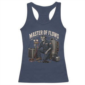 HVAC Tech Skeleton Mechanic Racerback Tank Top Master Of Flows Vintage Distressed Graphic TS10 Navy Print Your Wear