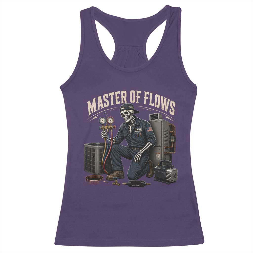 HVAC Tech Skeleton Mechanic Racerback Tank Top Master Of Flows Vintage Distressed Graphic TS10 Purple Print Your Wear