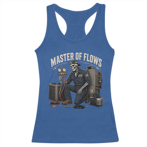HVAC Tech Skeleton Mechanic Racerback Tank Top Master Of Flows Vintage Distressed Graphic TS10 Royal Blue Print Your Wear