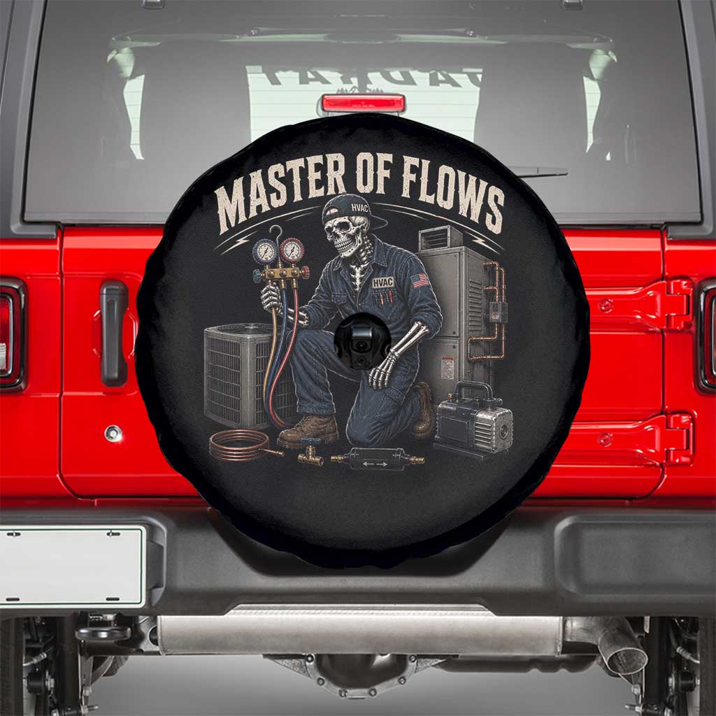 HVAC Tech Skeleton Mechanic Spare Tire Cover Master Of Flows Vintage Distressed Graphic TS10 Black Print Your Wear