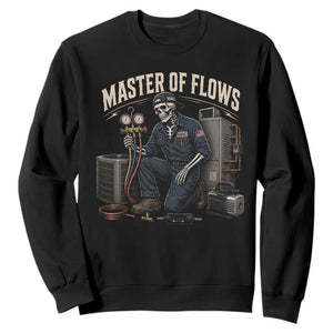 HVAC Tech Skeleton Mechanic Sweatshirt Master Of Flows Vintage Distressed Graphic TS10 Black Print Your Wear
