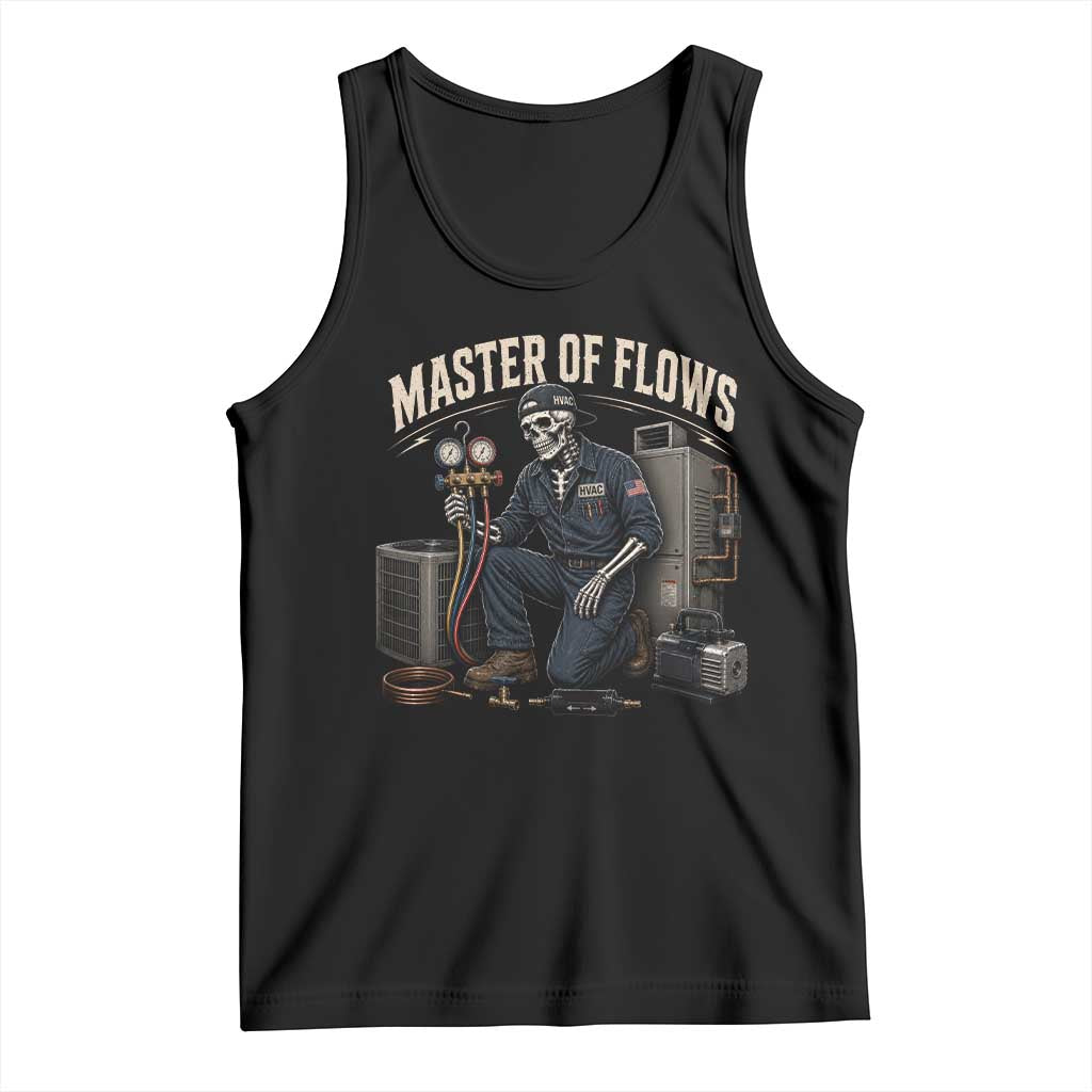 HVAC Tech Skeleton Mechanic Tank Top Master Of Flows Vintage Distressed Graphic TS10 Black Print Your Wear