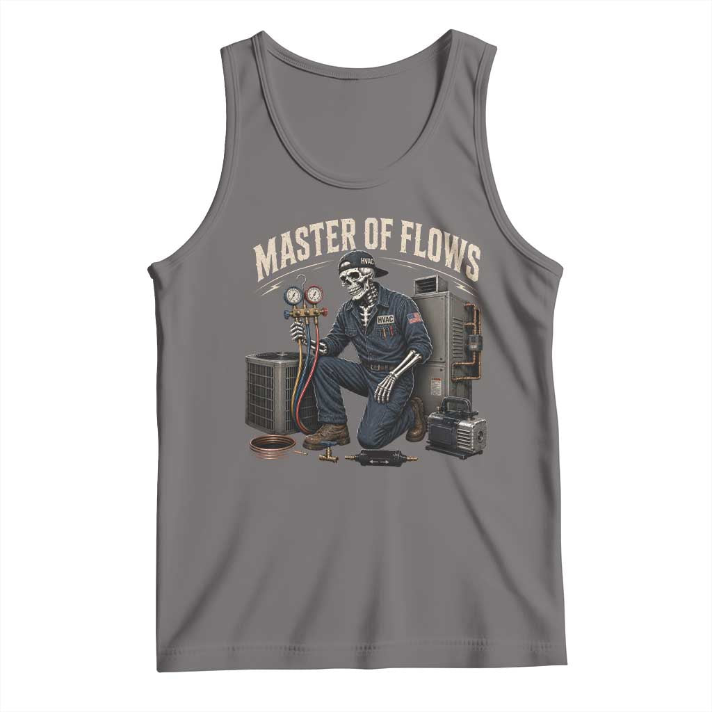 HVAC Tech Skeleton Mechanic Tank Top Master Of Flows Vintage Distressed Graphic TS10 Deep Heather Print Your Wear