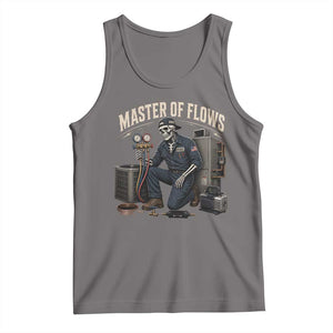 HVAC Tech Skeleton Mechanic Tank Top Master Of Flows Vintage Distressed Graphic TS10 Deep Heather Print Your Wear