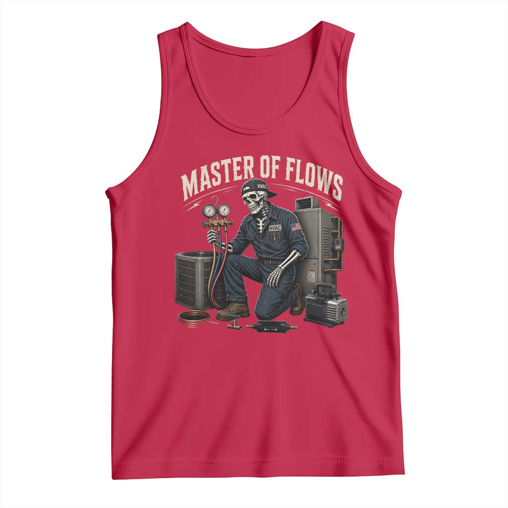 HVAC Tech Skeleton Mechanic Tank Top Master Of Flows Vintage Distressed Graphic TS10 Red Print Your Wear