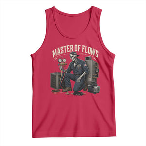 HVAC Tech Skeleton Mechanic Tank Top Master Of Flows Vintage Distressed Graphic TS10 Red Print Your Wear