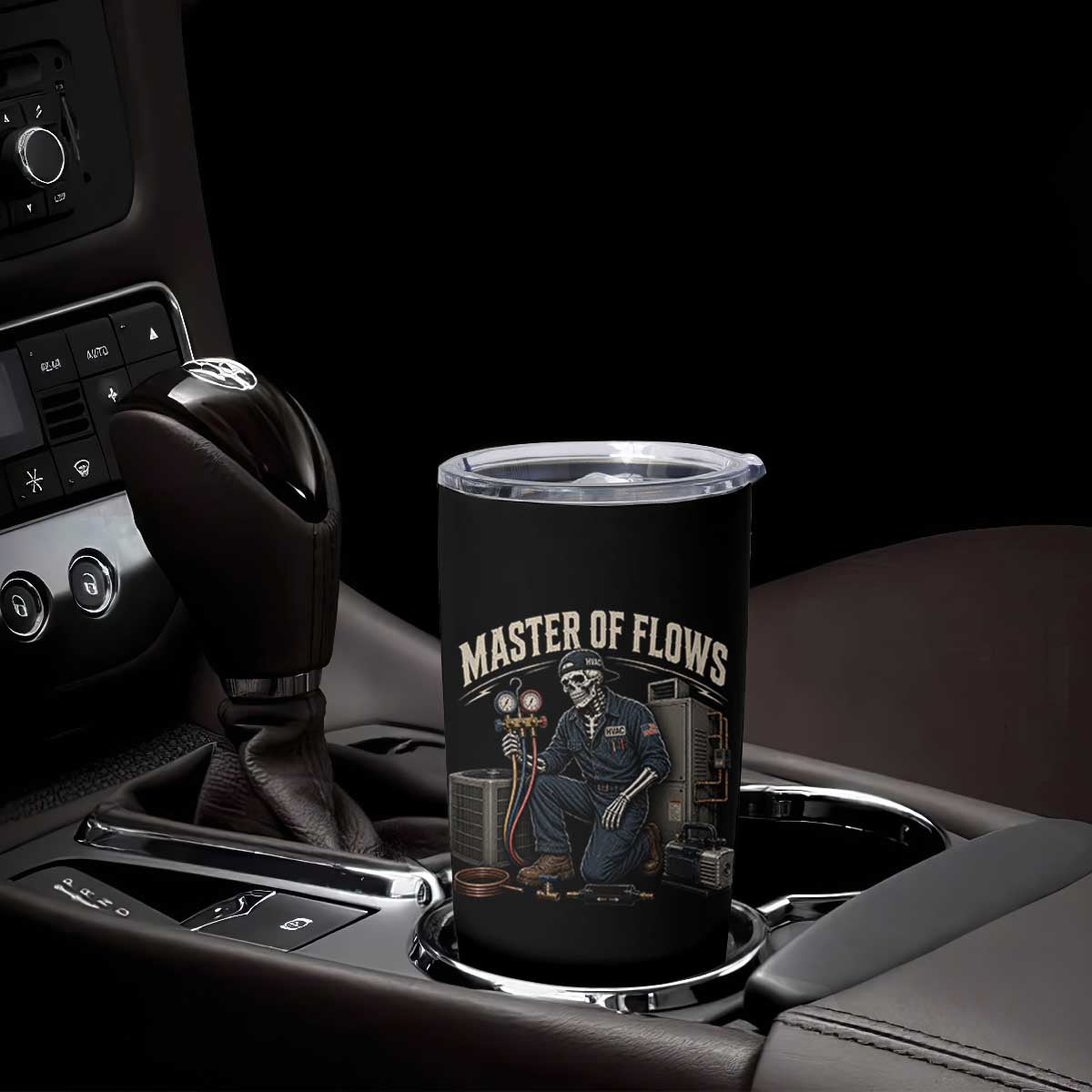 HVAC Tech Skeleton Mechanic Tumbler Cup Master Of Flows Vintage Distressed Graphic TS10 Print Your Wear