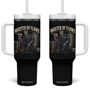 HVAC Tech Skeleton Mechanic Tumbler With Handle Master Of Flows Vintage Distressed Graphic TS10 One Size: 40 oz Black Print Your Wear