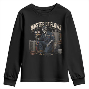HVAC Tech Skeleton Mechanic Youth Sweatshirt Master Of Flows Vintage Distressed Graphic TS10 Black Print Your Wear