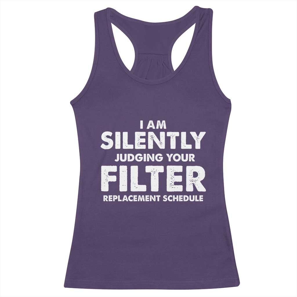 HVAC Tech Graphic Racerback Tank Top I Am Silently Judging Your Filter Replacement Schedule TS10 Purple Print Your Wear