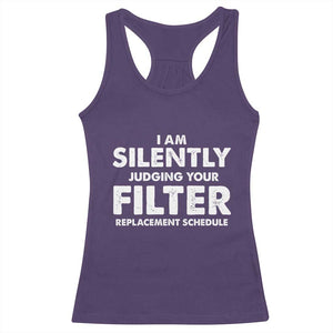 HVAC Tech Graphic Racerback Tank Top I Am Silently Judging Your Filter Replacement Schedule TS10 Purple Print Your Wear
