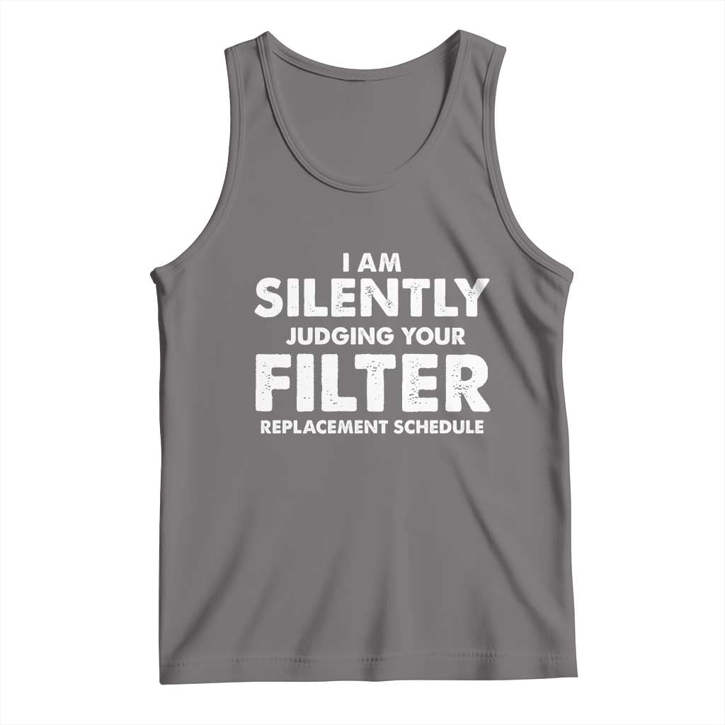 HVAC Tech Graphic Tank Top I Am Silently Judging Your Filter Replacement Schedule TS10 Deep Heather Print Your Wear