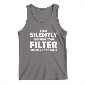 HVAC Tech Graphic Tank Top I Am Silently Judging Your Filter Replacement Schedule TS10 Deep Heather Print Your Wear