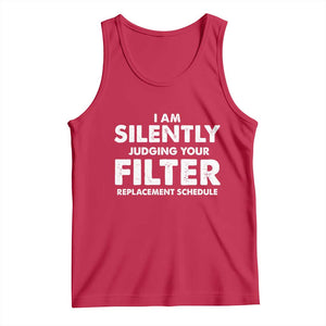 HVAC Tech Graphic Tank Top I Am Silently Judging Your Filter Replacement Schedule TS10 Red Print Your Wear