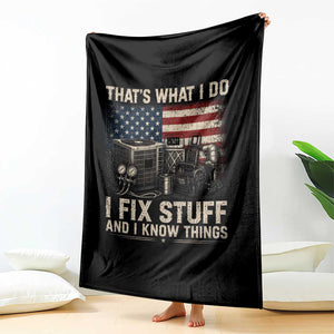 HVAC Technician American Flag Throw Blanket I Fix Stuff And I Know Things American Flag TS10 Print Your Wear