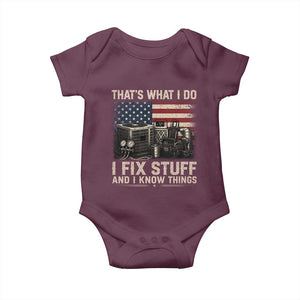 HVAC Technician American Flag Baby Onesie I Fix Stuff And I Know Things American Flag TS10 Maroon Print Your Wear
