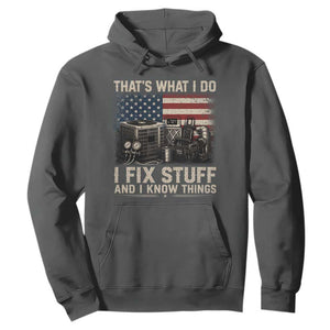 HVAC Technician American Flag Hoodie I Fix Stuff And I Know Things American Flag TS10 Dark Heather Print Your Wear