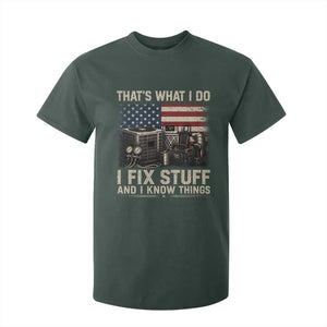HVAC Technician American Flag T Shirt For Kid I Fix Stuff And I Know Things American Flag TS10 Dark Forest Green Print Your Wear