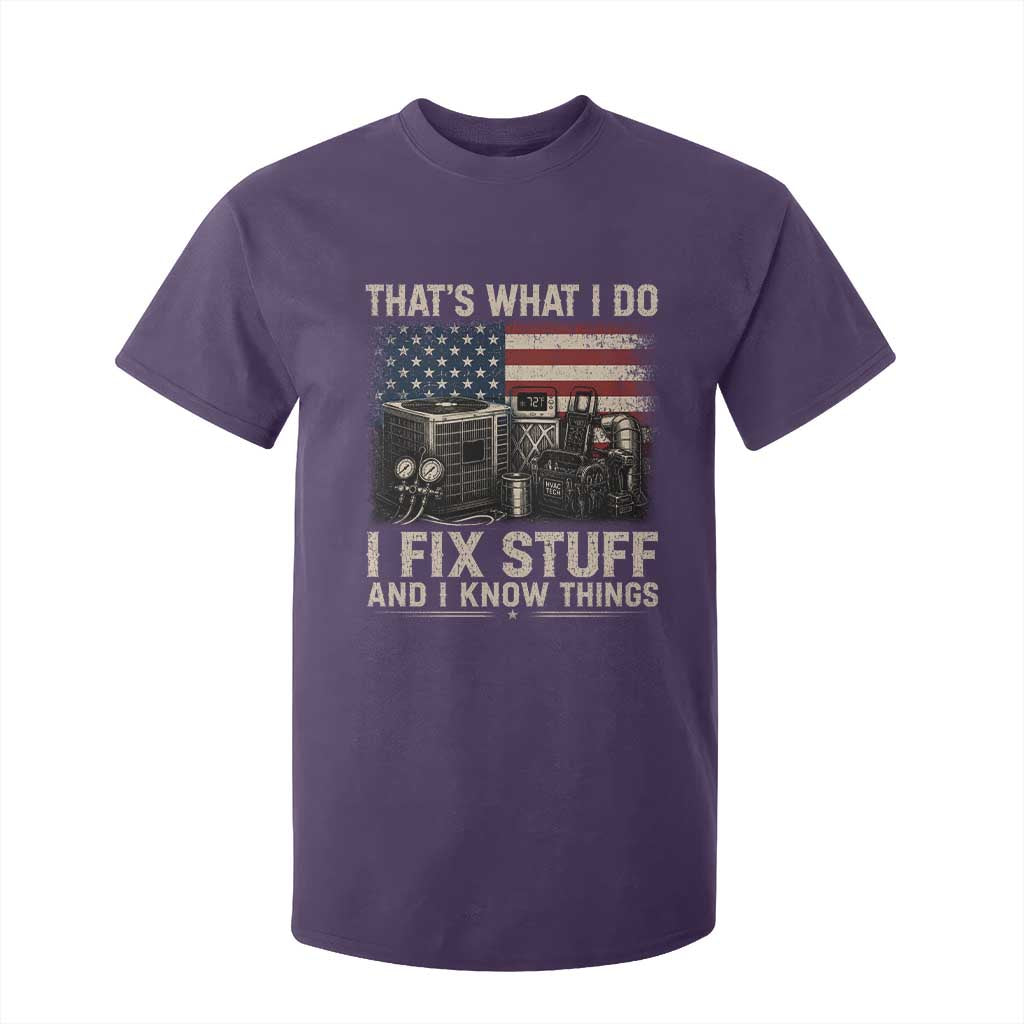 HVAC Technician American Flag T Shirt For Kid I Fix Stuff And I Know Things American Flag TS10 Purple Print Your Wear