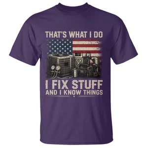 HVAC Technician American Flag T Shirt I Fix Stuff And I Know Things American Flag TS10 Purple Print Your Wear