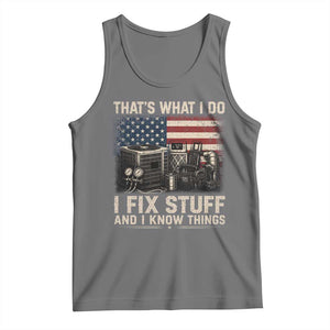 HVAC Technician American Flag Tank Top I Fix Stuff And I Know Things American Flag TS10 Black Heather Print Your Wear
