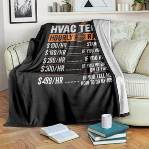 HVAC Tech Hourly Rate Throw Blanket Funny Labor Pricing List Technician Quote Graphic TS10 Print Your Wear