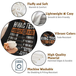 HVAC Tech Hourly Rate Throw Blanket Funny Labor Pricing List Technician Quote Graphic TS10 Print Your Wear