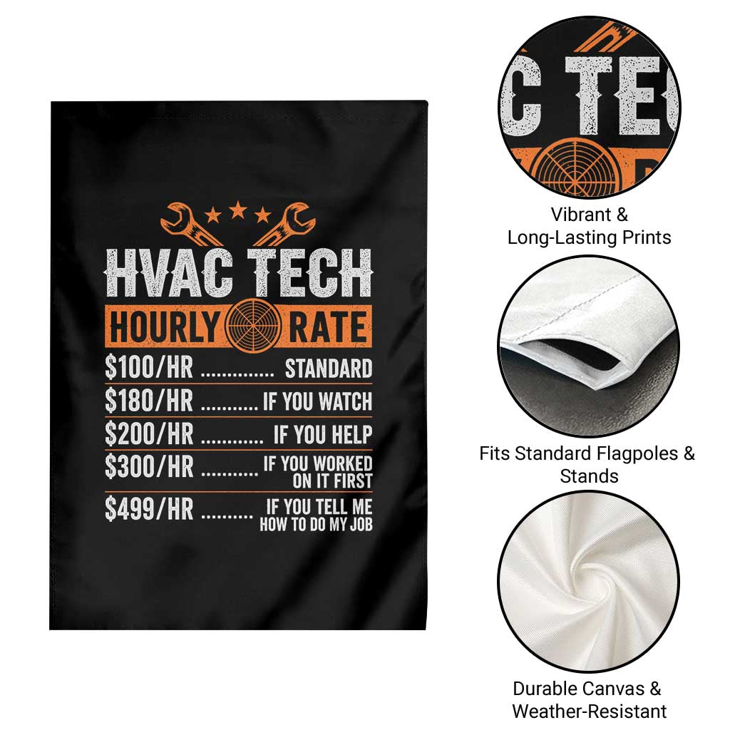 HVAC Tech Hourly Rate Garden Flag Funny Labor Pricing List Technician Quote Graphic TS10 Print Your Wear