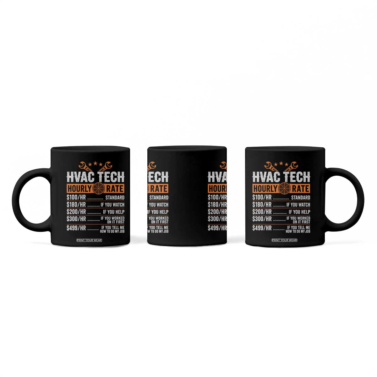 HVAC Tech Hourly Rate Coffee Mug Funny Labor Pricing List Technician Quote Graphic TS10 Print Your Wear