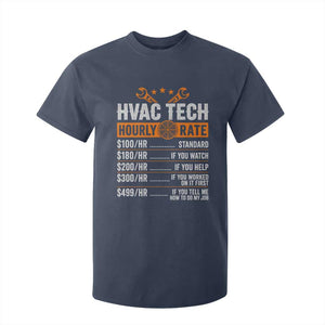 HVAC Tech Hourly Rate T Shirt For Kid Funny Labor Pricing List Technician Quote Graphic TS10 Navy Print Your Wear