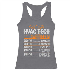 HVAC Tech Hourly Rate Racerback Tank Top Funny Labor Pricing List Technician Quote Graphic TS10 Charcoal Print Your Wear