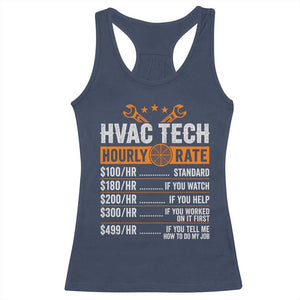 HVAC Tech Hourly Rate Racerback Tank Top Funny Labor Pricing List Technician Quote Graphic TS10 Navy Print Your Wear