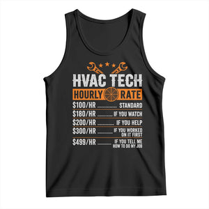 HVAC Tech Hourly Rate Tank Top Funny Labor Pricing List Technician Quote Graphic TS10 Black Print Your Wear