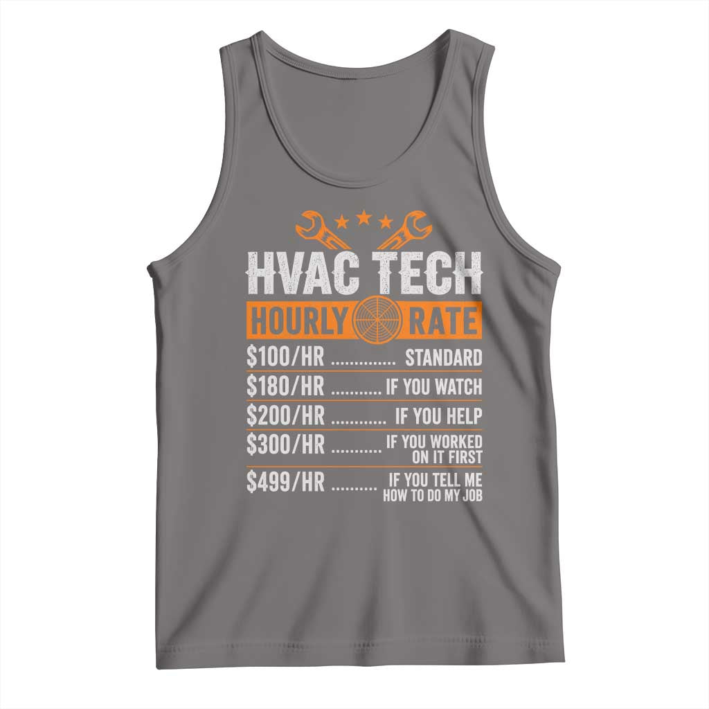 HVAC Tech Hourly Rate Tank Top Funny Labor Pricing List Technician Quote Graphic TS10 Deep Heather Print Your Wear