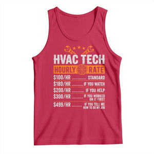 HVAC Tech Hourly Rate Tank Top Funny Labor Pricing List Technician Quote Graphic TS10 Red Print Your Wear