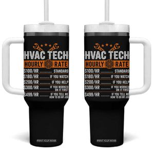 HVAC Tech Hourly Rate Tumbler With Handle Funny Labor Pricing List Technician Quote Graphic TS10 One Size: 40 oz Black Print Your Wear