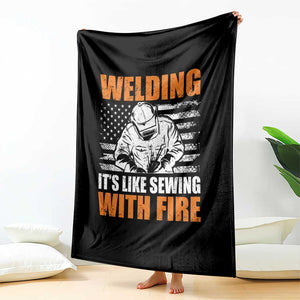 Welder Gifts for Men Throw Blanket Welding Its Like Sewing With Fire American Flag TS10 Print Your Wear