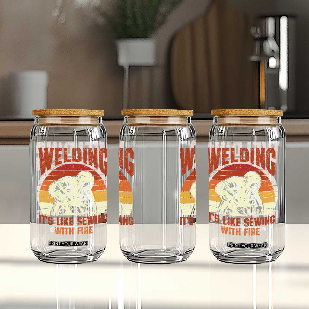 Funny Welder Glass Can Welding It's Like Sewing With Fire Retro Graphic TS10 Print Your Wear