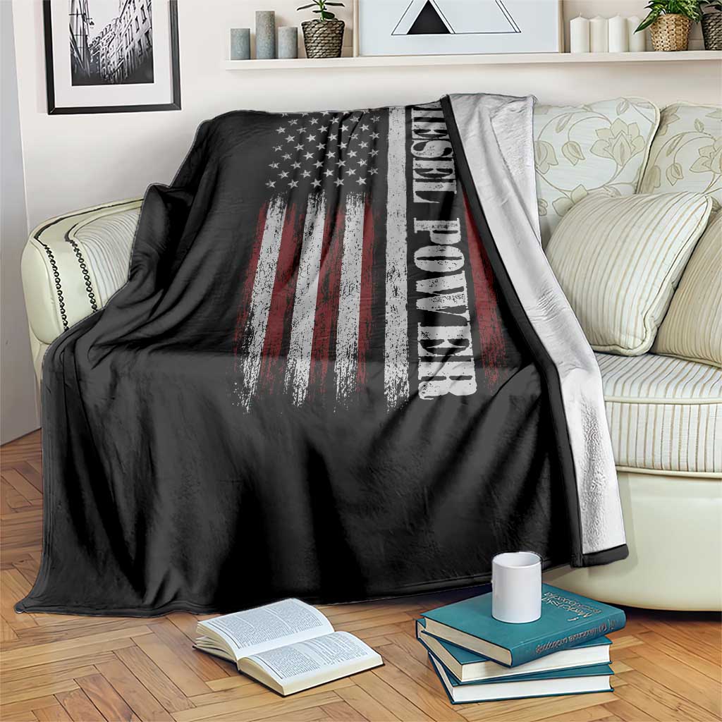 Vintage Distressed Mechanic Trucker Graphic Throw Blanket Diesel Power USA Flag TS10 Print Your Wear